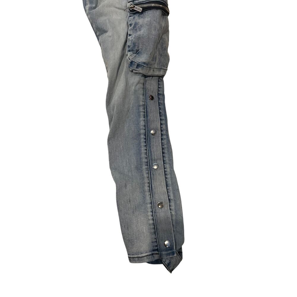 PRSTGE Snap Cargo Streetwear Jeans in Icey Blue Mens 34x30 - Picture 5 of 9